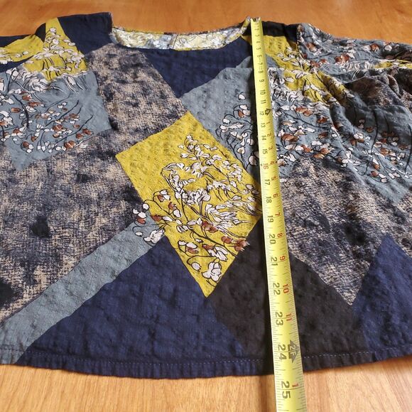 Shein Curve 3XL Short Sleeve Top Floral Goblincore Earthy Patchwork Hobbitcore - Picture 6 of 7